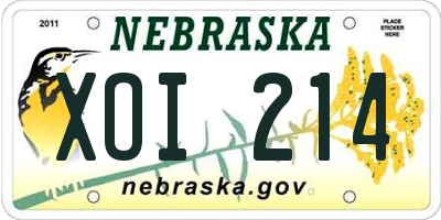 NE license plate XOI214