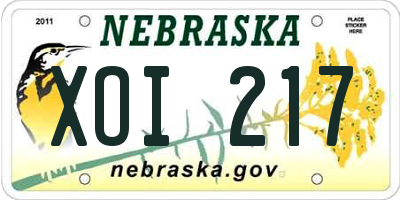 NE license plate XOI217