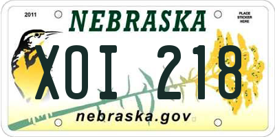 NE license plate XOI218