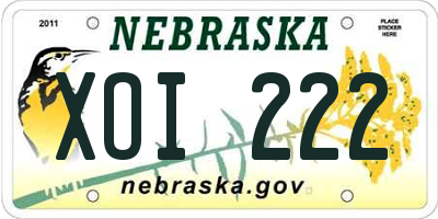 NE license plate XOI222
