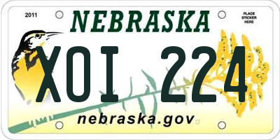 NE license plate XOI224