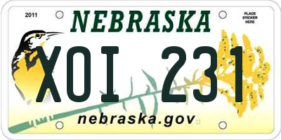 NE license plate XOI231