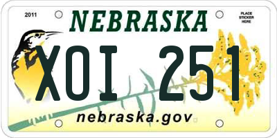 NE license plate XOI251
