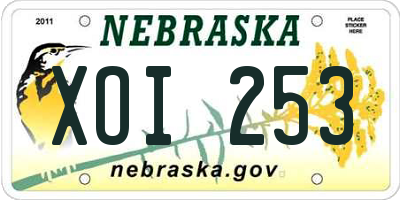 NE license plate XOI253