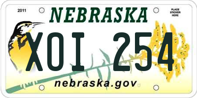 NE license plate XOI254