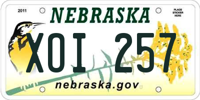 NE license plate XOI257