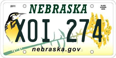NE license plate XOI274