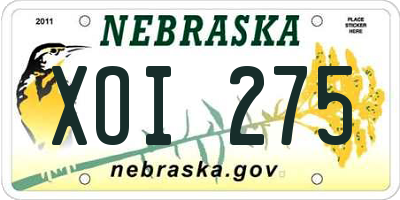 NE license plate XOI275