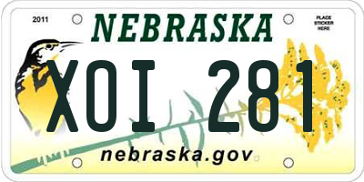 NE license plate XOI281