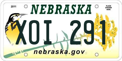 NE license plate XOI291