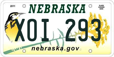 NE license plate XOI293