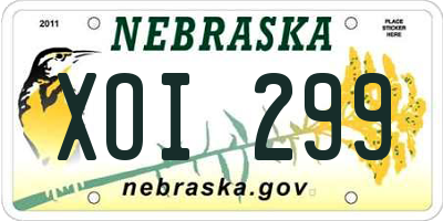 NE license plate XOI299