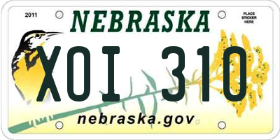 NE license plate XOI310