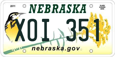 NE license plate XOI351