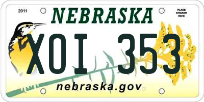 NE license plate XOI353