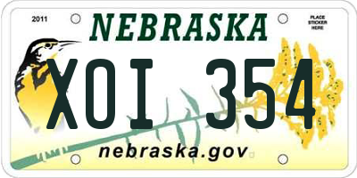 NE license plate XOI354