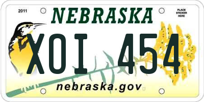 NE license plate XOI454