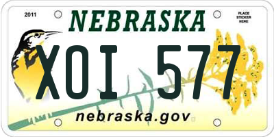 NE license plate XOI577