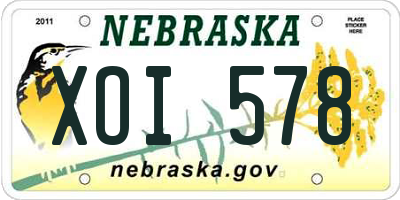 NE license plate XOI578
