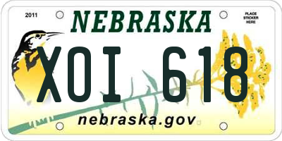 NE license plate XOI618