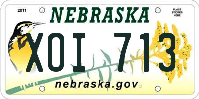 NE license plate XOI713