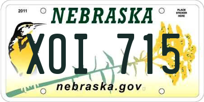 NE license plate XOI715