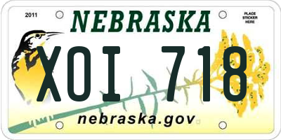 NE license plate XOI718