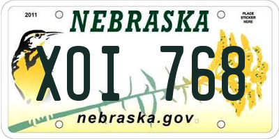 NE license plate XOI768