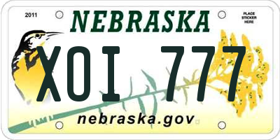 NE license plate XOI777