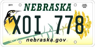 NE license plate XOI778