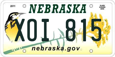 NE license plate XOI815