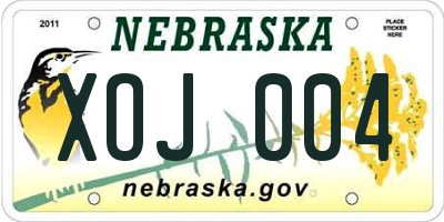 NE license plate XOJ004