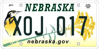 NE license plate XOJ017