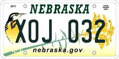 NE license plate XOJ032