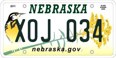 NE license plate XOJ034