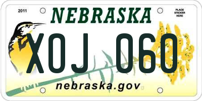 NE license plate XOJ060