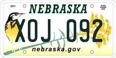 NE license plate XOJ092