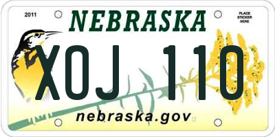 NE license plate XOJ110