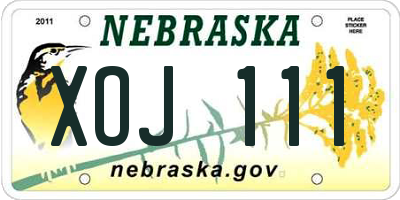 NE license plate XOJ111