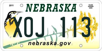 NE license plate XOJ113