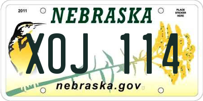 NE license plate XOJ114