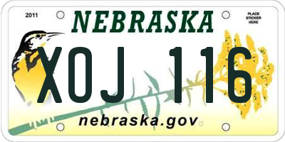 NE license plate XOJ116