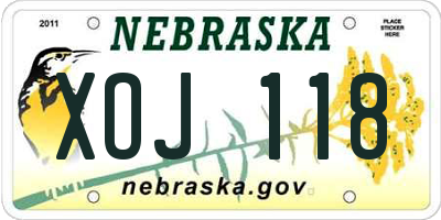 NE license plate XOJ118