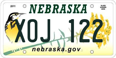 NE license plate XOJ122