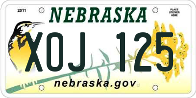 NE license plate XOJ125