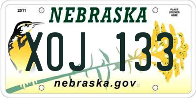 NE license plate XOJ133