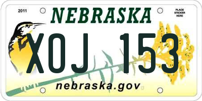 NE license plate XOJ153
