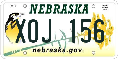 NE license plate XOJ156