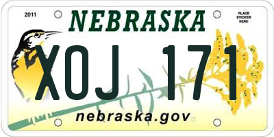 NE license plate XOJ171