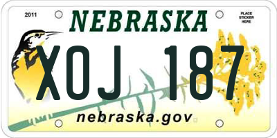 NE license plate XOJ187